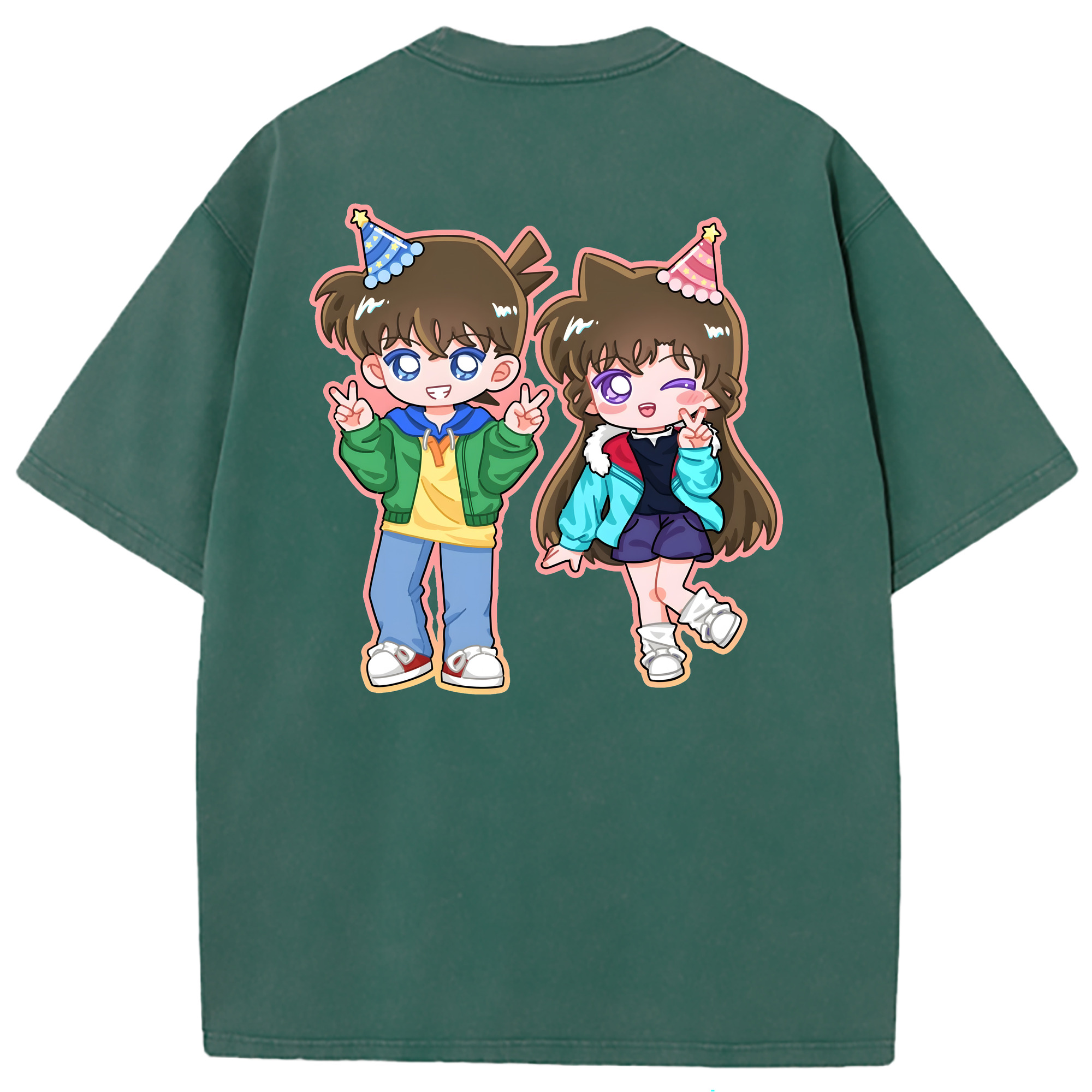 （画像用） 名探偵コナン 毛利 蘭 もうり らん、モーリ ラン Detective Conan Rachel Moore 綿100% ヴィンテージ風 半袖Tシャツ（背面プリント）